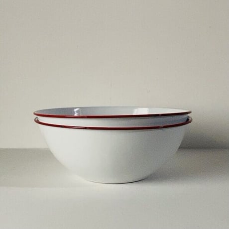 ヴィンテージ ホーローボウル  28cm 2個セット 白/赤 60s  デッドストック 主婦の店購入品