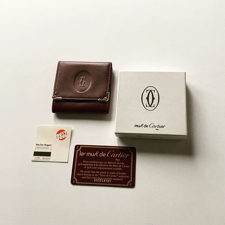 Cartier カルティエ 90sヴィンテージ マストライン コインンケース コンパクトウォレット ミニ財布 レザー 付属品完備 美品