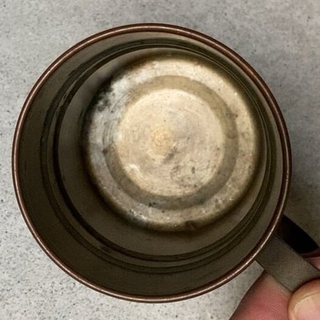 ヴィンテージ銅マグ  メーカー不明  2本ライン  ヤケ感お色目良好  コッパーマグカップ  アイスコーヒー ビアマグ