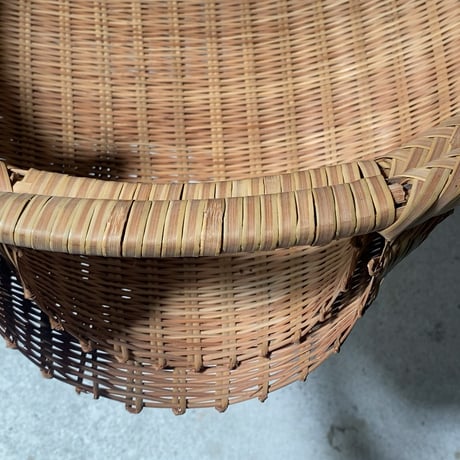 丸い片口ざる 入れ子2点セット  竹編みザル 竹笊 竹籠 竹工芸 竹細工 工芸品 手仕事 古民藝 古民具 古道具 ジャパンヴィンテージ