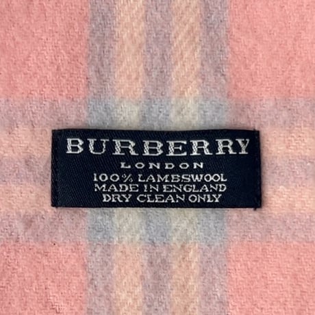 BURBERRY LONDON  バーバリーロンドン LAMBSWOOL 100% ラムウール マフラー ピンクノバチェック イギリス製  made in england 中古品