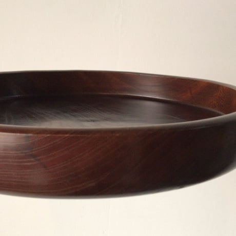 欅 くり抜き盆  木製トレー 33.6cm  お盆  木工品  肉厚  素地   工芸品  民藝