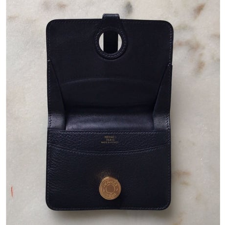HERMES エルメス  ドゴンコンパクト  コインケース   トゴ   ブラック／ゴールド金具   □A刻印  中古