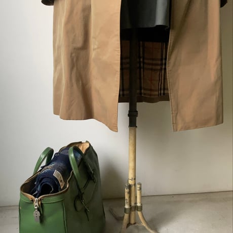 ヴィンテージ レザーバッグ  50s60s 当時物レザートート 革鞄 グリーンレザー ファスナーオープン カギあり インナーシミ外装美品範疇