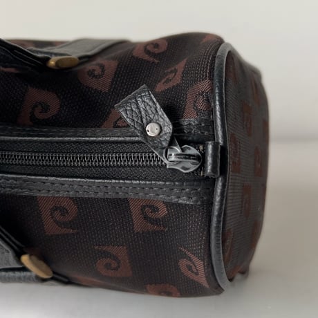 PIERRE CARDIN ピエールカルダン  90sミニボストンバッグ モノグラム ブラック/ダークブラウン ゴールド金具 ヴィンテージ 中古良品