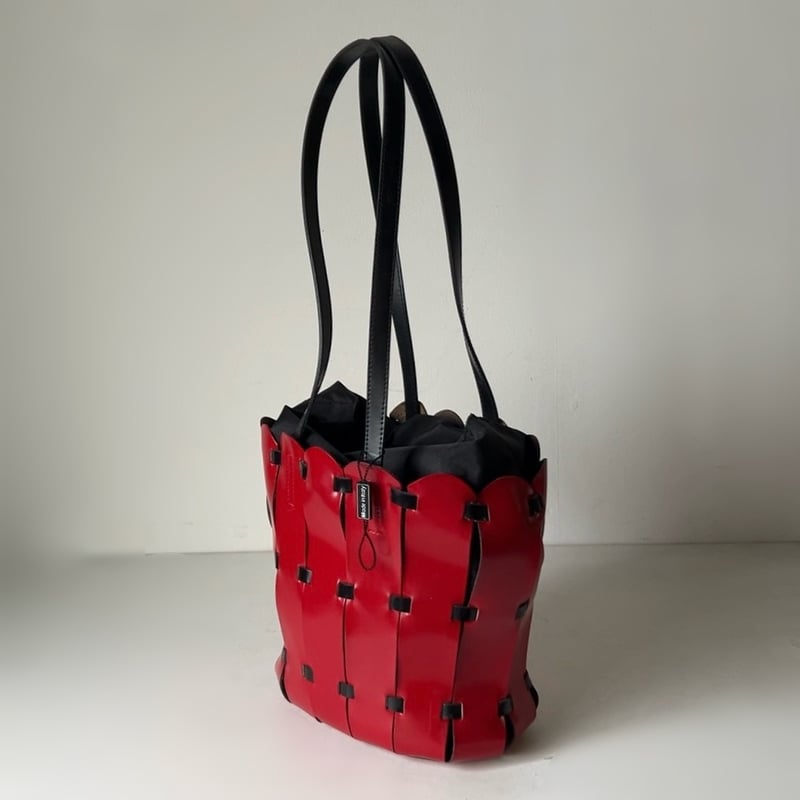 DEL CONTE デルコンテ 90s レザートートバッグ フラワーバッグ レッド 