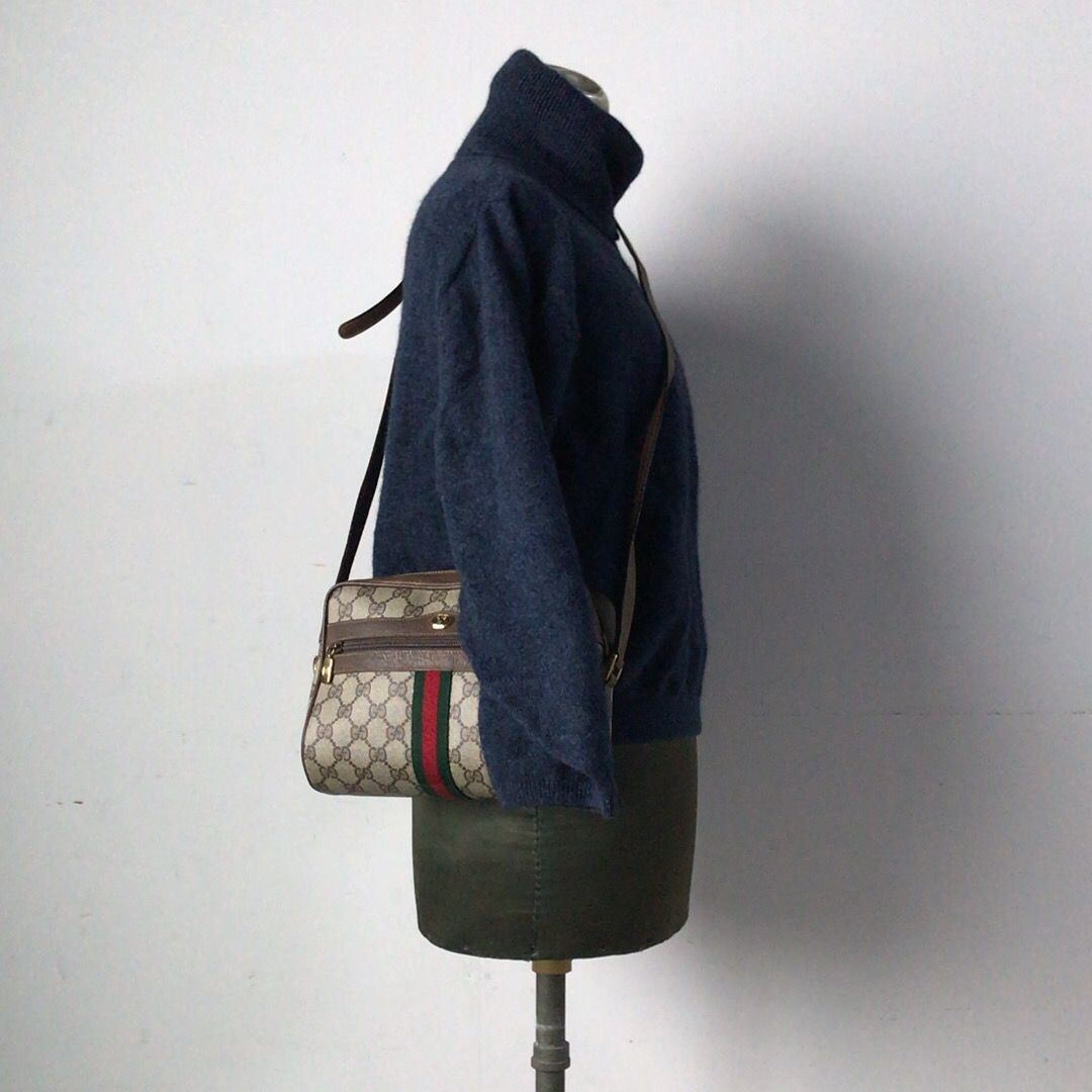 GUCCI ヴィンテージ　Pコート　キャンバス生地 GUCCI オールドグッチ ショルダーバッグ GG柄 コーティング