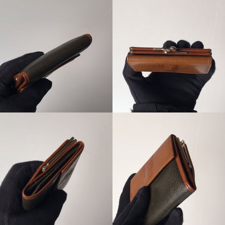 CELINE セリーヌ　ヴィンテージセリーヌ コンパクトウォレット  2つ折りガマ口  型押しレザー/ヌメ革　マカダム エンボス