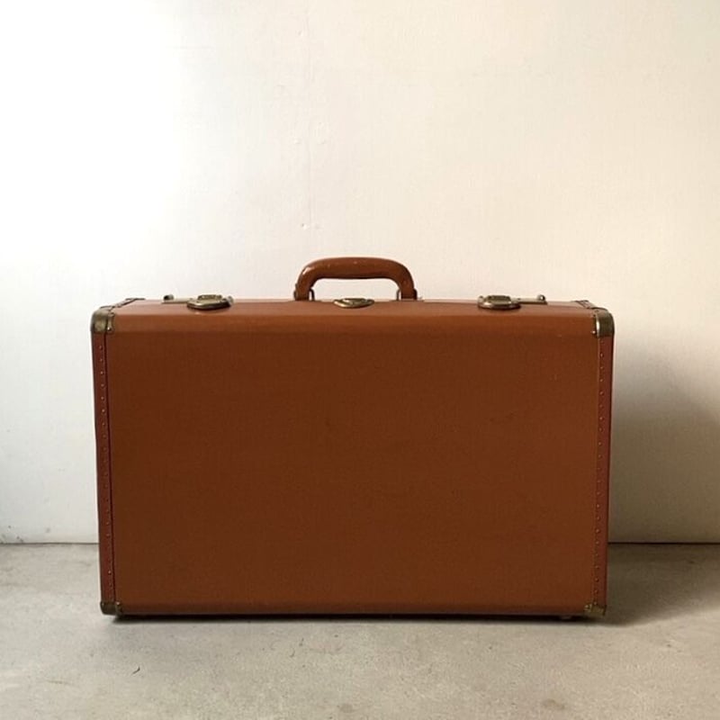 ヴィンテージ トランク ファイバー素材 ブラウン 真鍮金具 内装 花柄