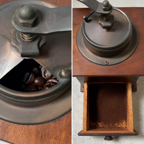 KONO コーノ コーヒーミル F205 木製珈琲ミル グラインダー 蓋有り ヴィンテージ 1970年代 手挽きミル クラシックキッチンツール 美品