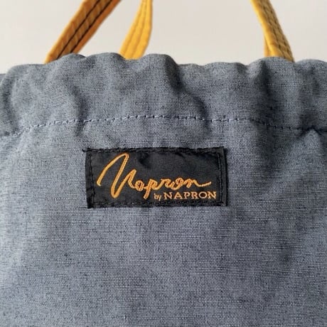 NAPRON  patientsbag  ナプロンのペーシェントバッグ  グレー/イエロー バイカラー好配色 2wayトートバッグ 巾着 鞄 64クロス 中古品