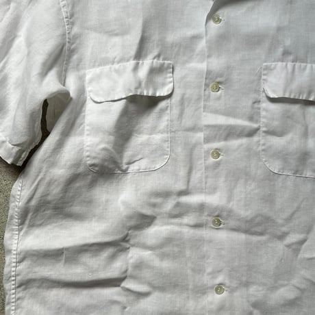 Harriss paris ハリス パリス  80s90sヴィンテージ オープンカラー リネンシャツ ホワイト フレンチアイビー フレンチトラッド mens40 良品