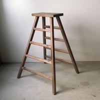 古い木製脚立  ヴィンテージウッドラダー 木の踏み台 ハシゴ 折り畳み脚立 無塗装 ペイント跡 グッドエイジング