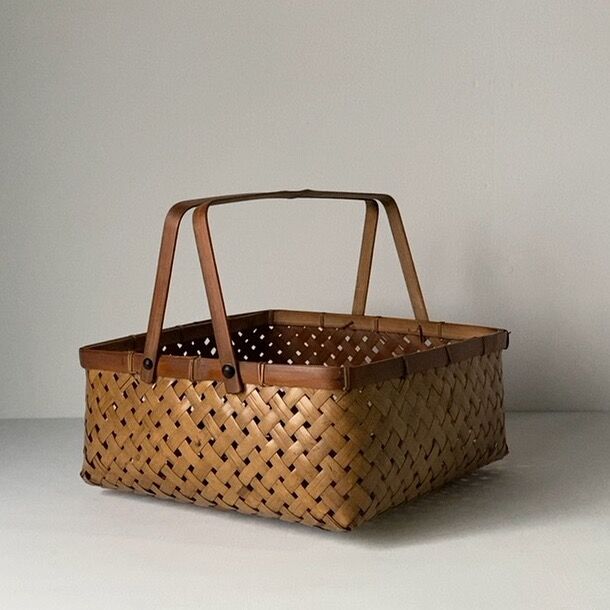 中古中華アンティーク小物　　竹かご Antique Sam's Collection竹籠（大） インテリア ランドリーBOX