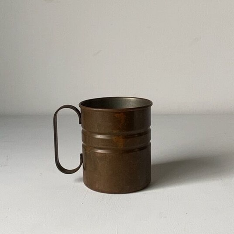 ヴィンテージ銅マグ メーカー不明 2本ライン ヤケ感お色目良好