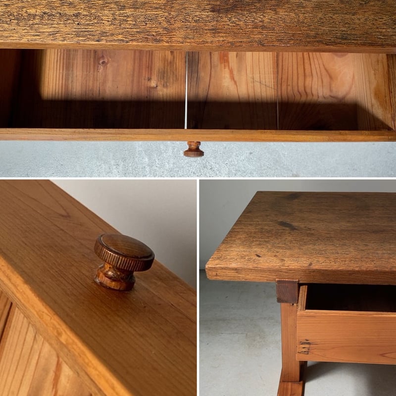 昭和期 ナチュラル色の小さな文机. 1杯引出し ラワン一枚天板 木製