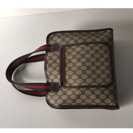 GUCCI グッチ  オールドグッチ  シェリーライン ハンドル  コーティングGGキャンバス/レザー トートバッグ  ヴィンテージ  中古美品