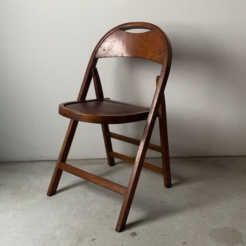 A ヴィンテージ 木製 折り畳み椅子 フォールディングチェア 昭和期