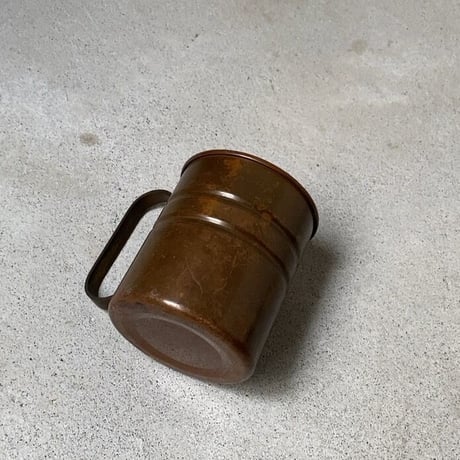 ヴィンテージ銅マグ  メーカー不明  2本ライン  ヤケ感お色目良好  コッパーマグカップ  アイスコーヒー ビアマグ