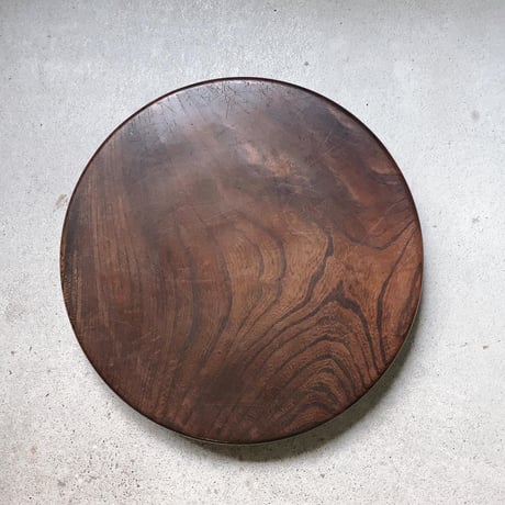 欅 くり抜き盆 木製トレー 大きめサイズ 36.5cm お盆 木工品 黒ヤケ美木目 工芸品 民藝 茶道具 番茶 煎茶 丸盆