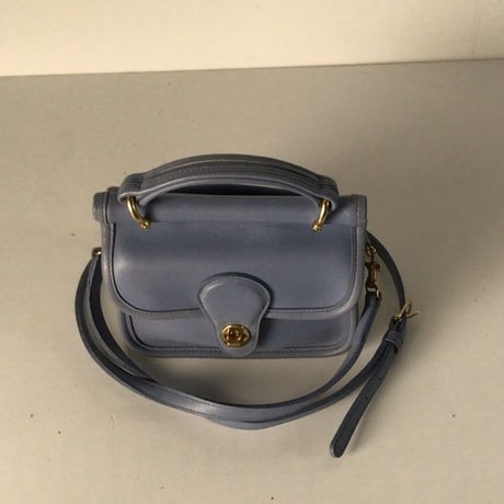 COACH コーチ グローブレザー ミニ ショルダーバッグ  9023  オールドコーチ ヴィンテージ 本革  サックス／ゴールド 美品
