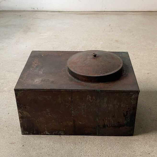 銅製 炭入れ 木蓋付 骨董 アンティーク 銅製 炭入れ 木蓋付 骨董