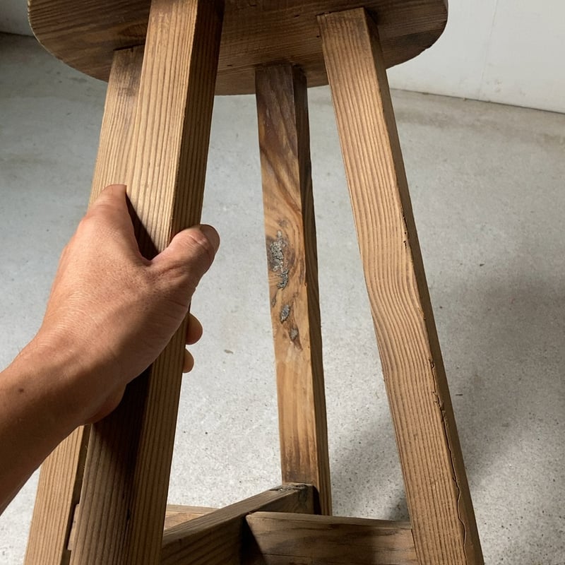 アンティーク丸椅子 木製丸椅子 スツール 松材 無塗装 ナチュラル木肌