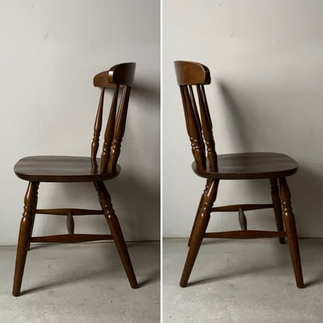 木の椅子  ブナ材無垢ダイニングチェア  クラシックなスタンダードデザイン 濃茶 美品