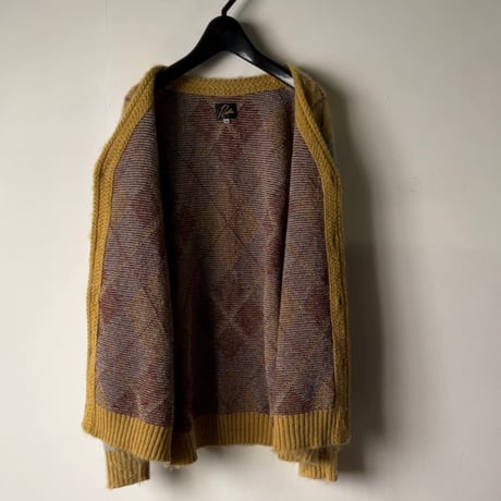 NEEDLES ニードルズ モヘアカーディガン ダイヤ柄 アーガイル マスタード/ボルドー/サックス　size XS メンズ  NEPENTHES ネペンテス 中古美品