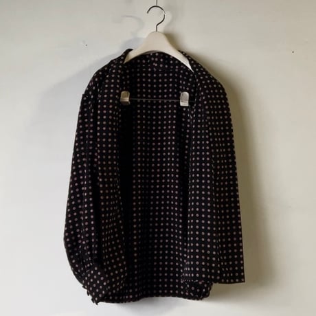 Dior オールドディオール クリスチャンディオール  ノーカラーブラウス シャツ マルチドット 黒/赤/白  ヴィンテージディオール 古着 中古極美品