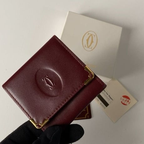 Cartier カルティエ 90sヴィンテージ マストライン コインンケース コンパクトウォレット ミニ財布 レザー 付属品完備 美品