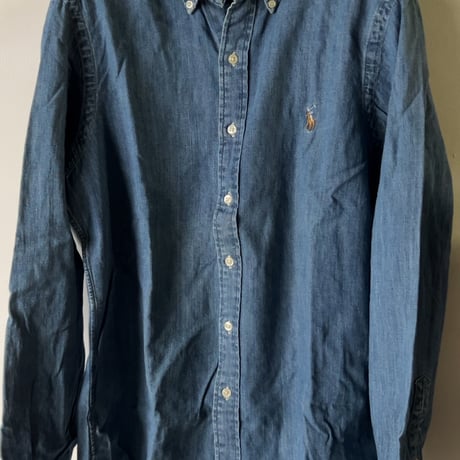 RALPH LAUREN ラルフローレン デニムシャツ シャンブレーシャツ ボタンダウン ポニー刺繍  size SP  POLO ポロ 中古美品