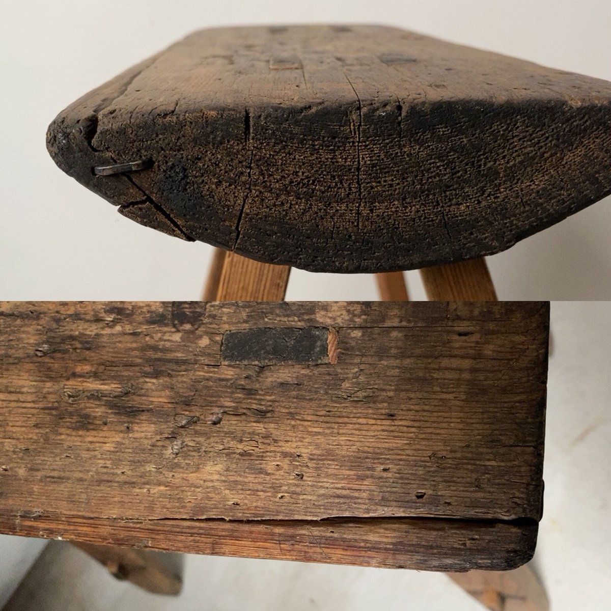 アンティーク　古道具　木製スツール　椅子　ヴィンテージ　古民家　農具　腰掛け　台 アンティーク 古道具 木製スツール 椅子 ヴィンテージ 古民家