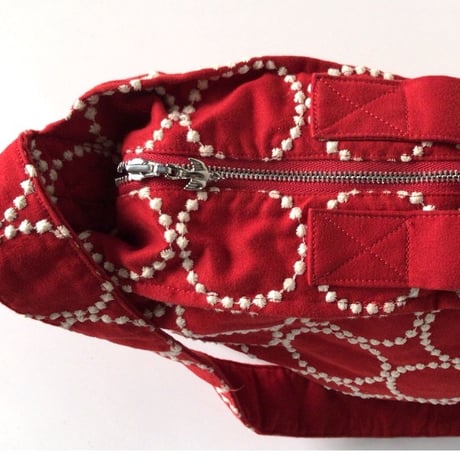 mina perhonen  ミナペルホネン  タンバリン  2wayショルダーバッグ  コットン  レッド/ホワイト 中古美品