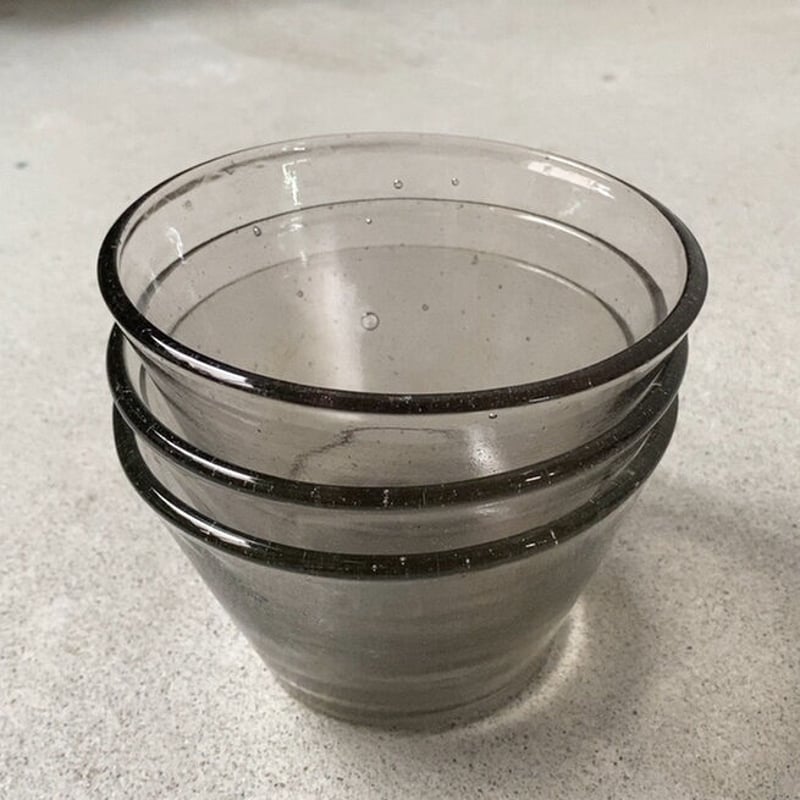 ヴィンテージ ガラス器 昭和初期 グレーベース ゆらゆら 気泡 硝子