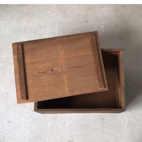 アンティーク木箱 蓋付き ネームホルダー付き   杉無垢材  道具箱