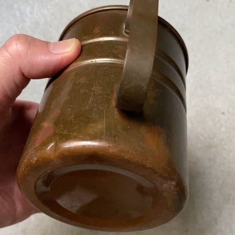ヴィンテージ銅マグ  メーカー不明  2本ライン  ヤケ感お色目良好  コッパーマグカップ  アイスコーヒー ビアマグ