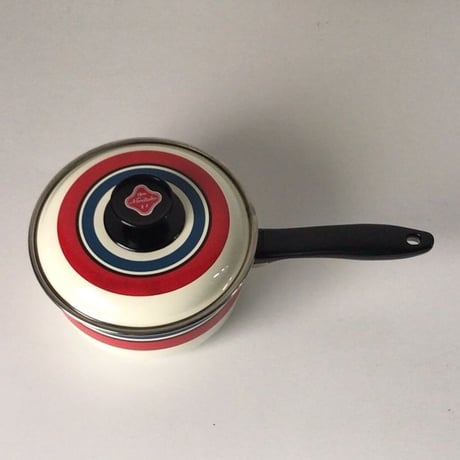 Noritake ノリタケ ヴィンテージ 琺瑯(ホーロー) 片手鍋  トリコカラー  ランダムストライプ   デッドストック 未使用品