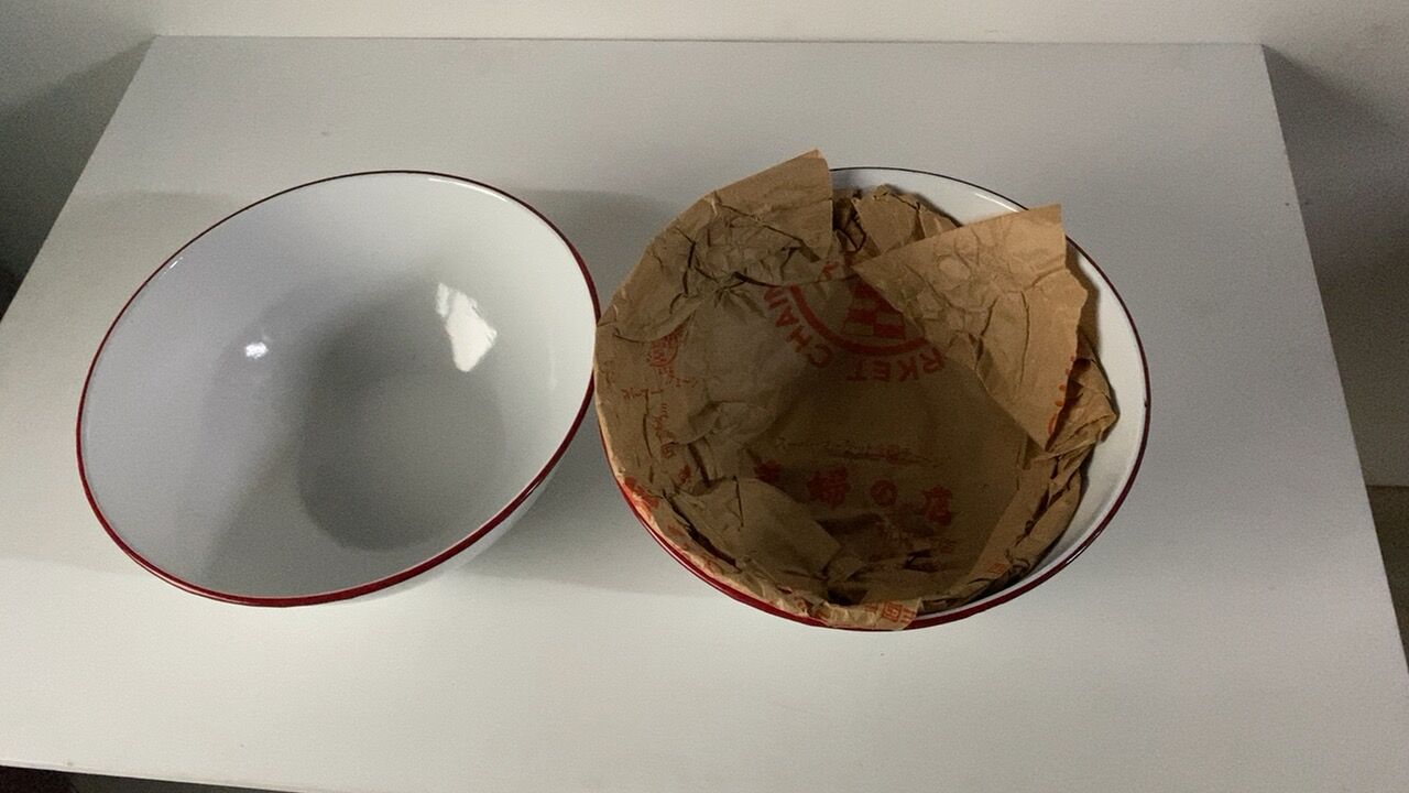 ヴィンテージ ホーローボウル 28cm 2個セット 白/赤 60s デッド