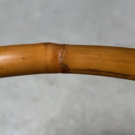 足付き茶碗籠  幅約29cm 竹編丸竹持ち手  ワンハンドルヴィンテージバスケット りんごカゴ 日本の籠 民藝 頑丈 完品