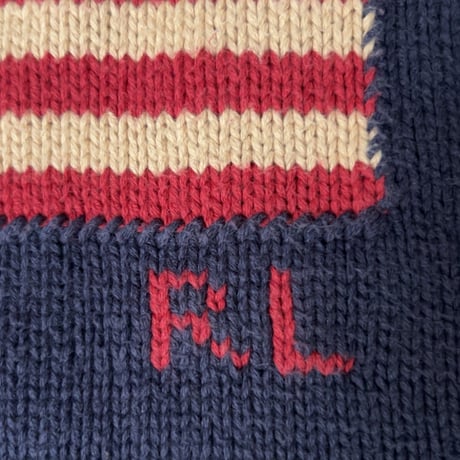 RALPH LAUREN ラルフローレン 星条旗 コットンセーター RLロゴ有り size 160  ヴィンテージ POLO ポロ 中古良品