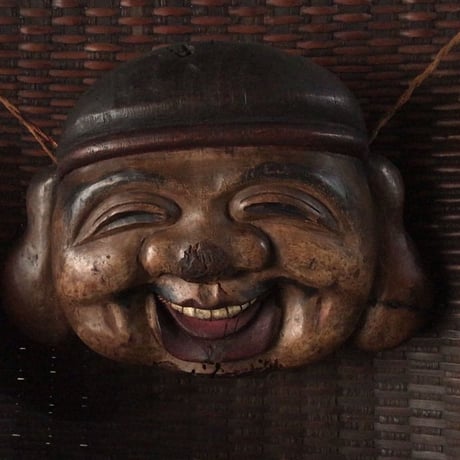 大正時代  珍品希少 恵比寿大黒天 福箕一対 ざる一対  木製お面 七福神 十日えびす 十日戎 えべっさん  商売繁盛 縁起物  黒光最高のエイジングです。