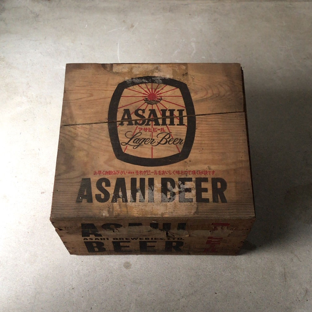 ASAHI BEER　アサヒビール　アンティーク木箱 ASAHI BEER アサヒビール アンティーク木箱 S48和紙付 蓋付き