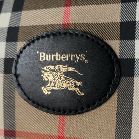 Burberrys バーバリーズ  ミニボストンバッグ レザーハンドル ノバチェック オールドバーバリー ヴィンテージバーバリーゴールドホースロゴ　中古極美品