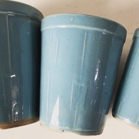 古い植木鉢. ターコイズ矢紋様3鉢セット　70sオールドポット 入れ子3サイズ。※1点1点微妙な個体差が有りますのでご了承下さい。