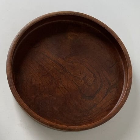 欅  くり抜き 丸盆 木製無垢 幅約36cm  木のお盆 トレー  木工品 工芸品 古いお盆 ヴィンテージフォークアート 美品