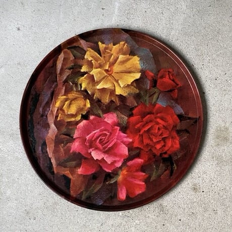 WorcesterWare ウースターウェア　イギリス製 薔薇柄トレー  ヴィンテージ スチール 丸盆  絵画  made in greatbritain