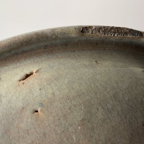 古いこね鉢  幅35cm 古瀬戸 美色  メダカ鉢  金魚鉢  睡蓮鉢  ビオトープ  古作 焼物  完品範疇