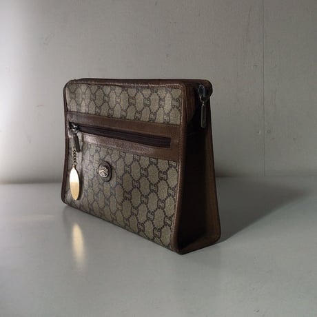 GUCCI グッチ オールドグッチ  GGプラスPVCキャンバス/レザー セカンドバッグ ヴィンテージ 中古美品