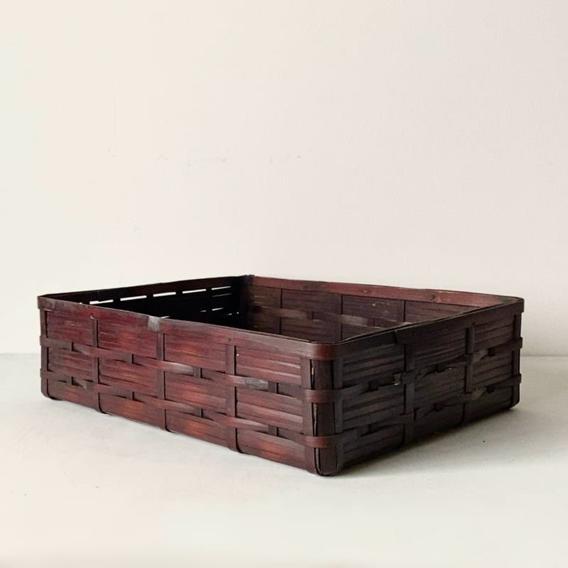 古い 竹編みの 文箱 古道具 アンティーク 日本の古道具 日本 古道具駄菓子の蓋の木箱 - アンティーク・古道具・暮らしの